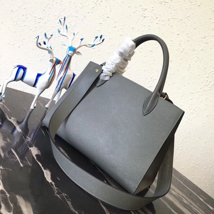 Pra*a large monochrome bag in grey saffiano leather