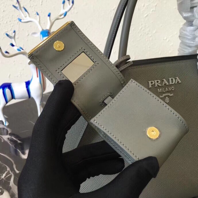 Pra*a large monochrome bag in grey saffiano leather