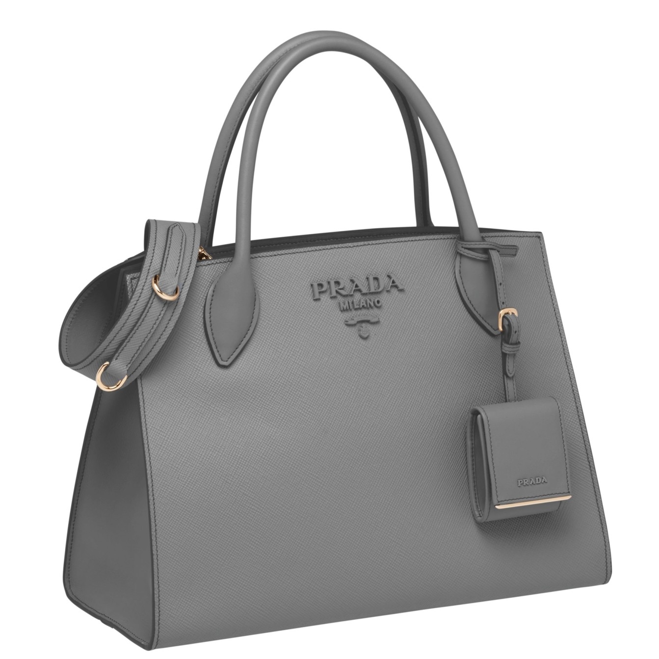 Pra*a large monochrome bag in grey saffiano leather