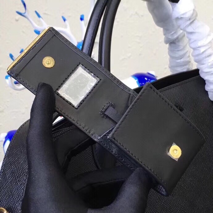 Pra*a large monochrome bag in black saffiano leather