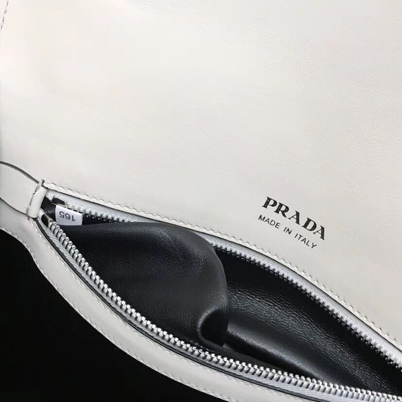 Pra*a elektra shoulder bag in white calfskin