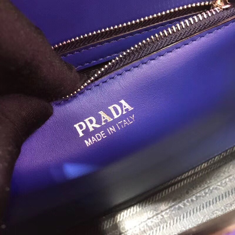 Pra*a monochrome top handle bag in blue saffiano leather