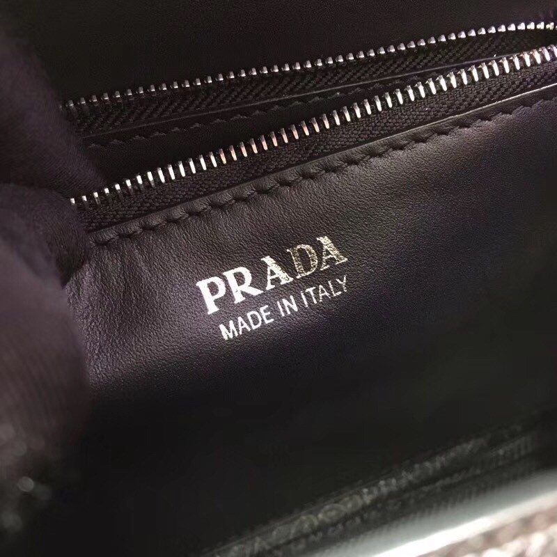 Pra*a monochrome top handle bag in black saffiano leather