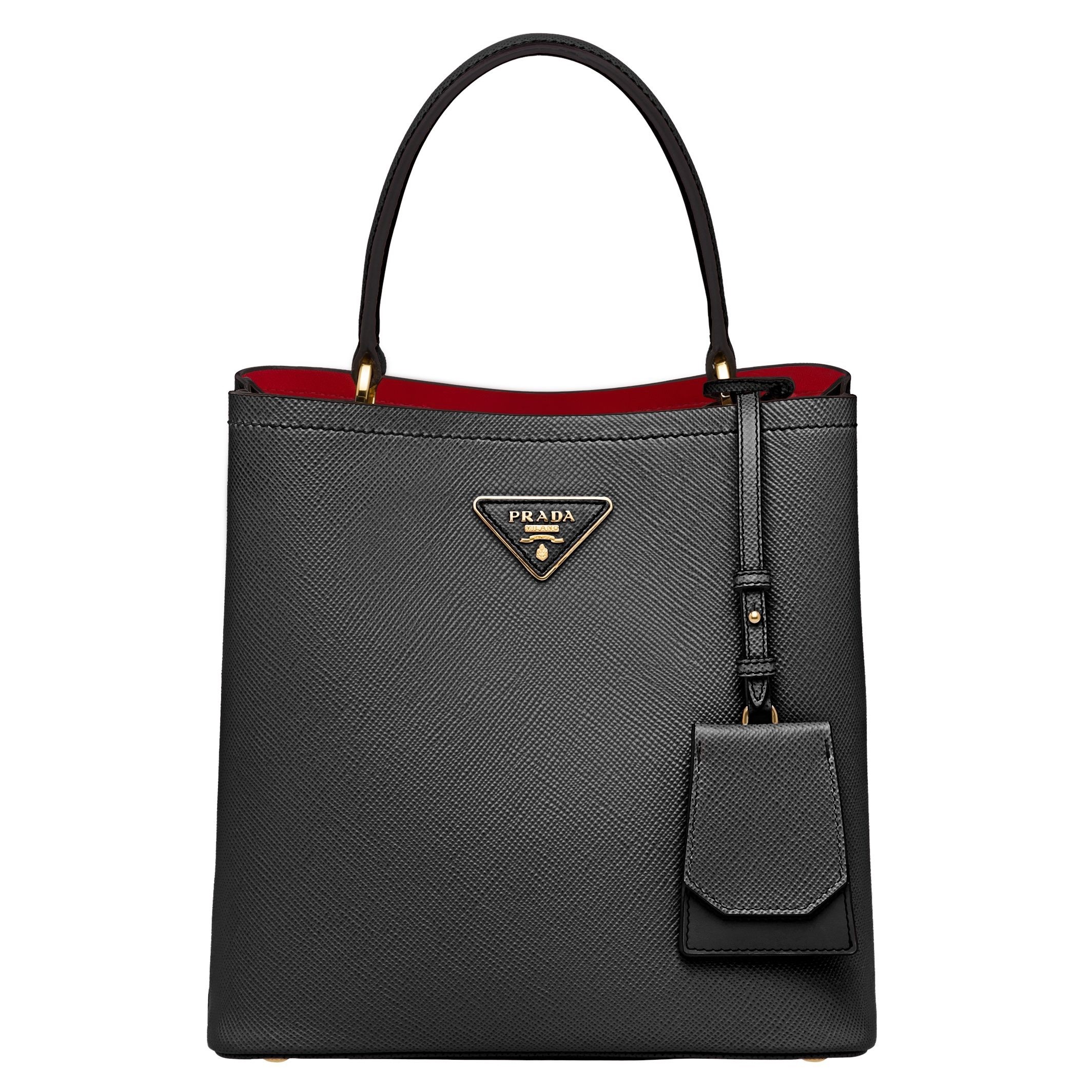 pra*a black saffiano N0*H south double medium bag