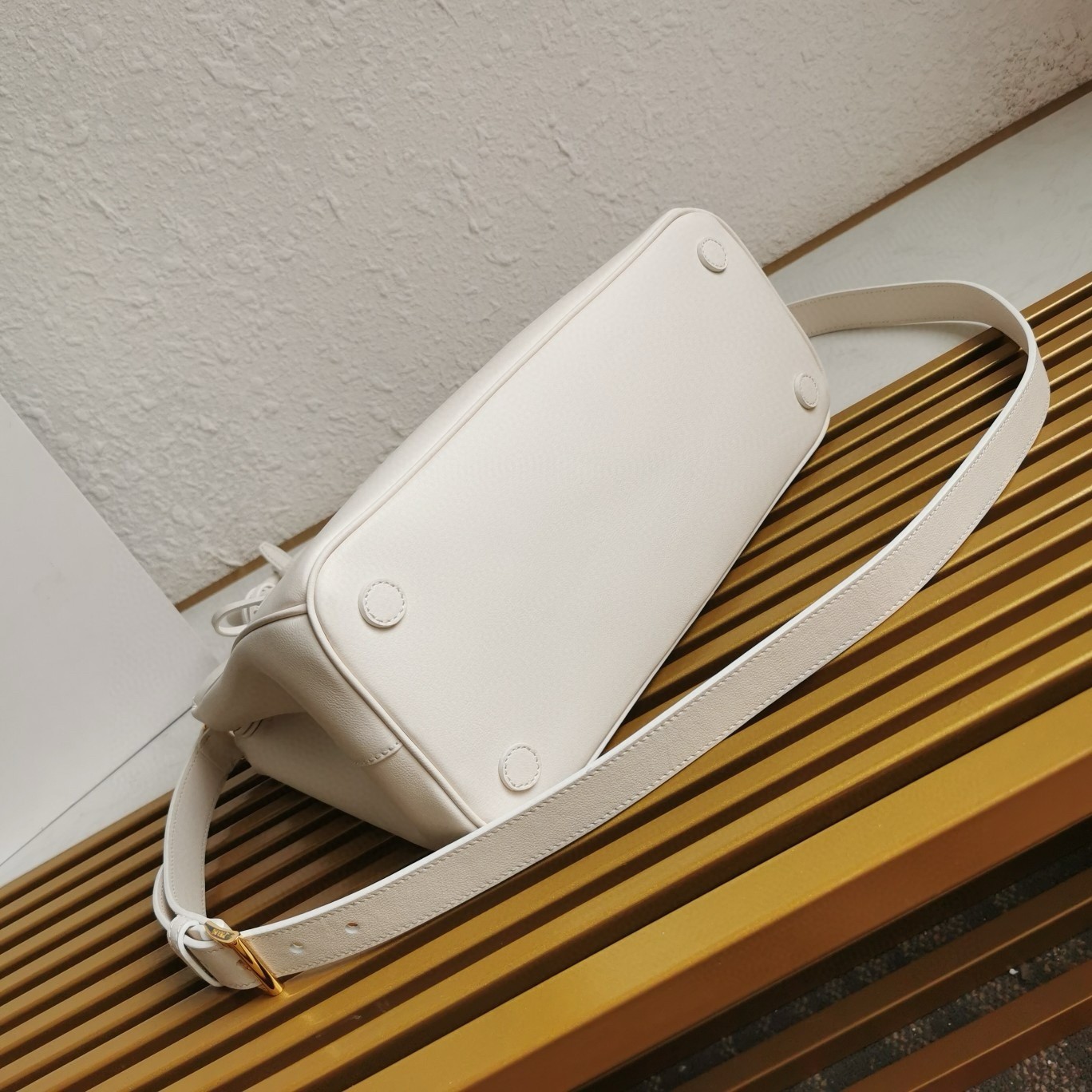 Pra*a galleria large tote bag in white calfskin