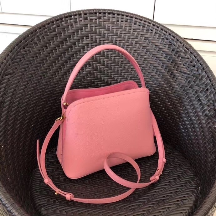 Pra*a matinee mini bag in pink saffiano leather