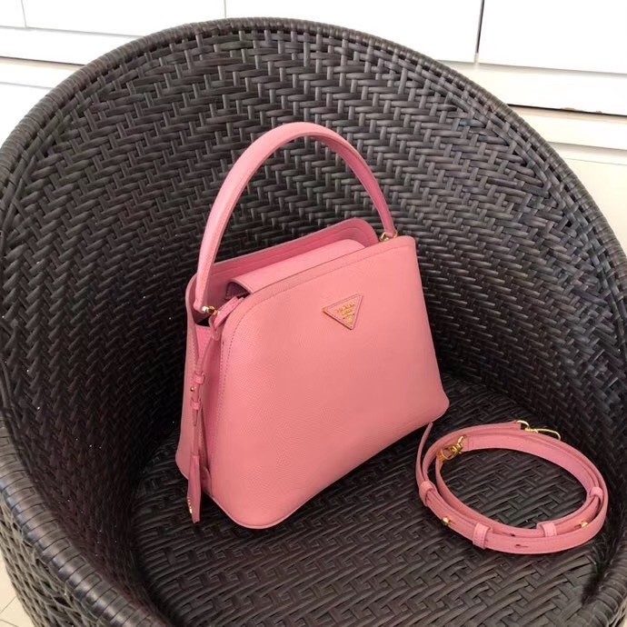 Pra*a matinee mini bag in pink saffiano leather