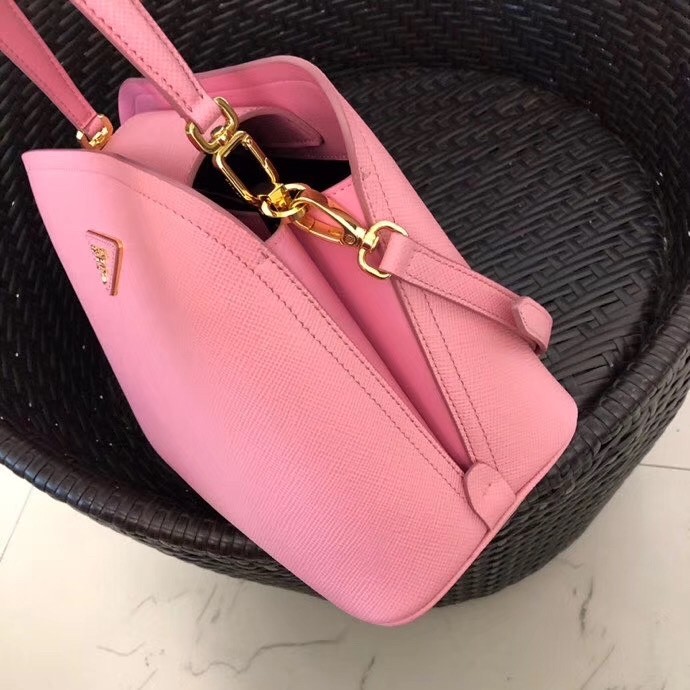 Pra*a matinee mini bag in pink saffiano leather