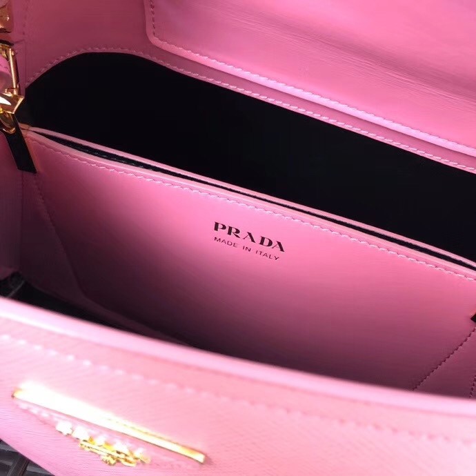 Pra*a matinee mini bag in pink saffiano leather