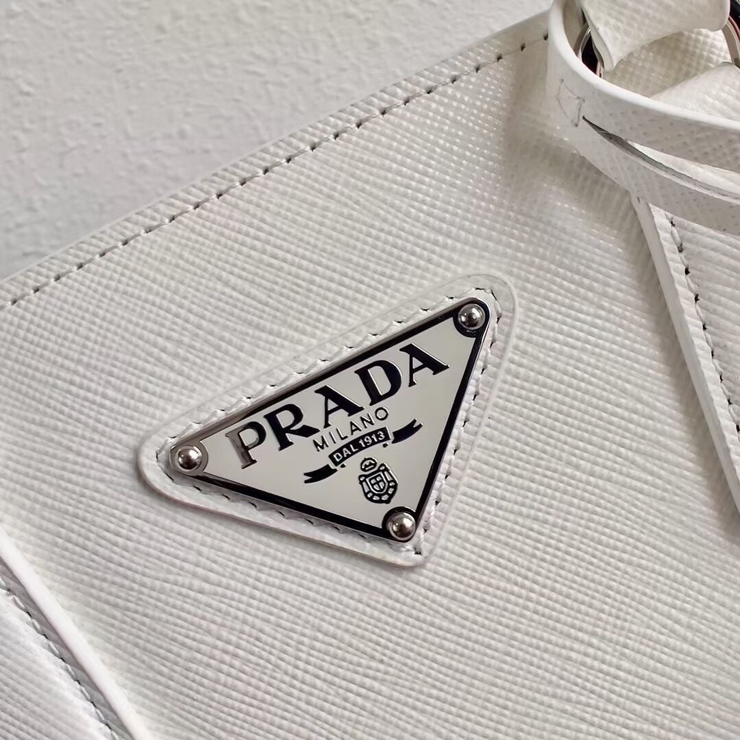 Pra*a galleria micro bag in white saffiano leather