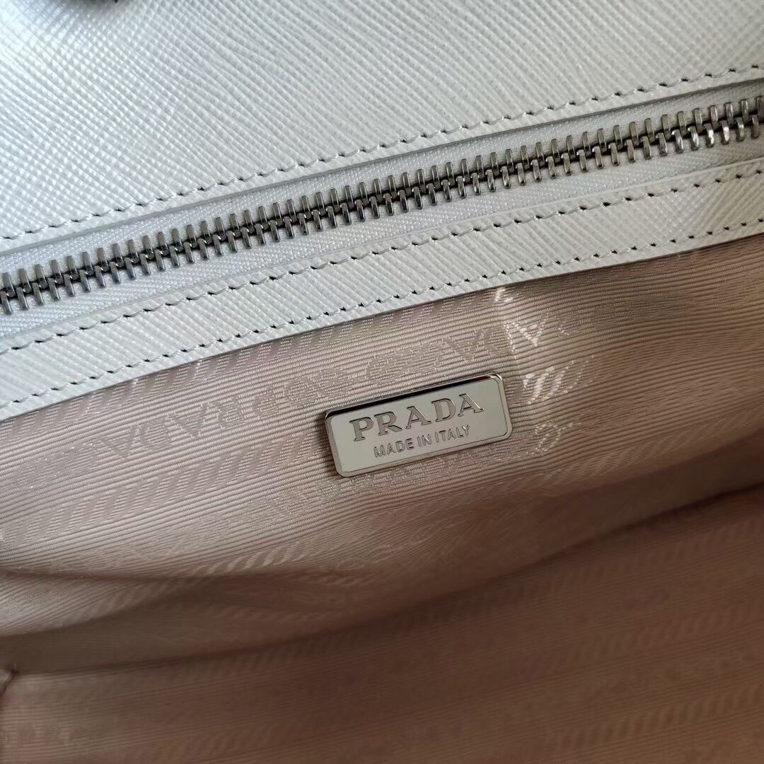 Pra*a galleria micro bag in white saffiano leather