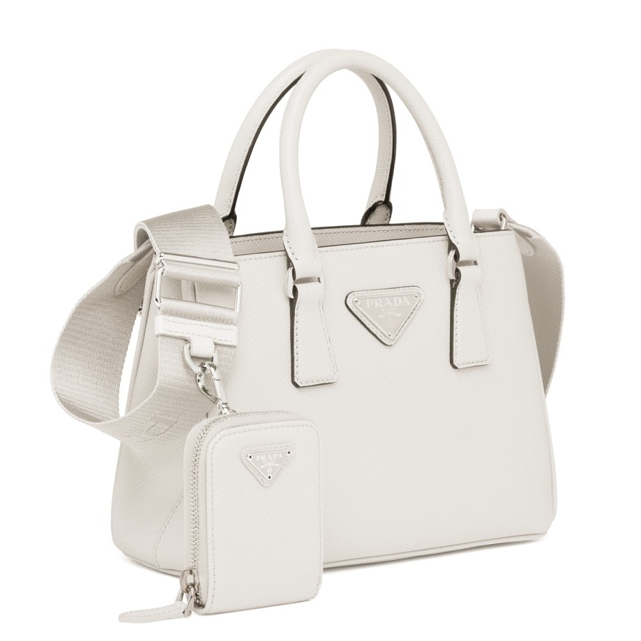 Pra*a galleria micro bag in white saffiano leather