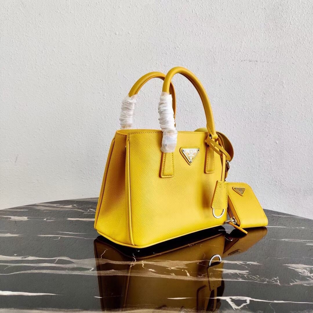 Pra*a galleria micro bag in yellow saffiano leather