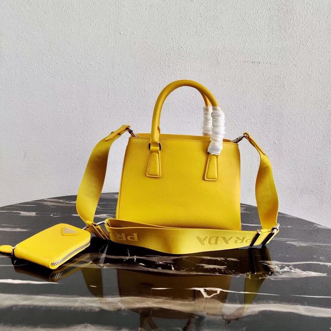 Pra*a galleria micro bag in yellow saffiano leather