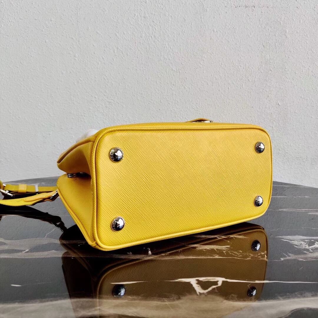 Pra*a galleria micro bag in yellow saffiano leather