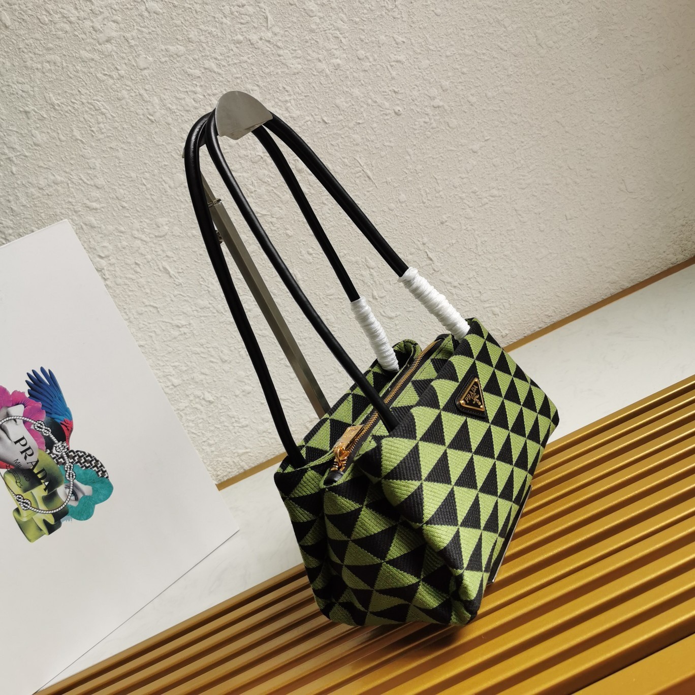 pra*a S*pernova small shoulder bag in black/green fabric