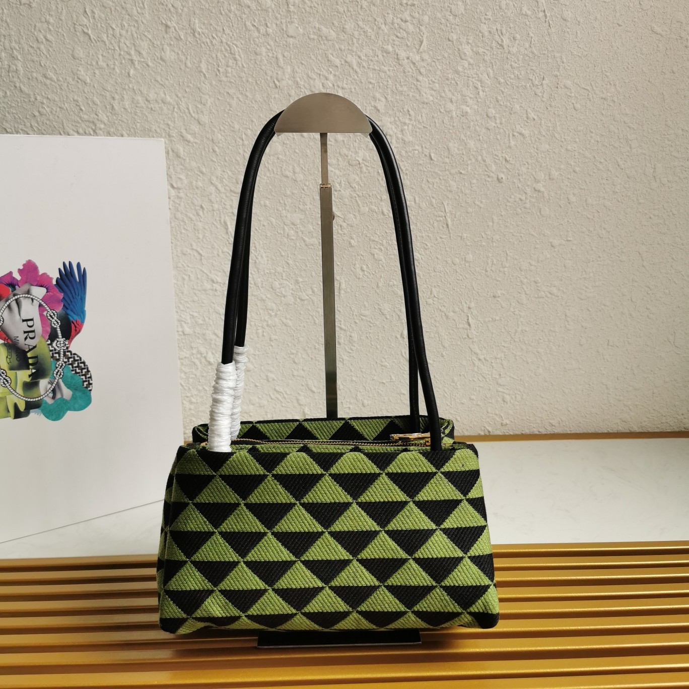 pra*a S*pernova small shoulder bag in black/green fabric