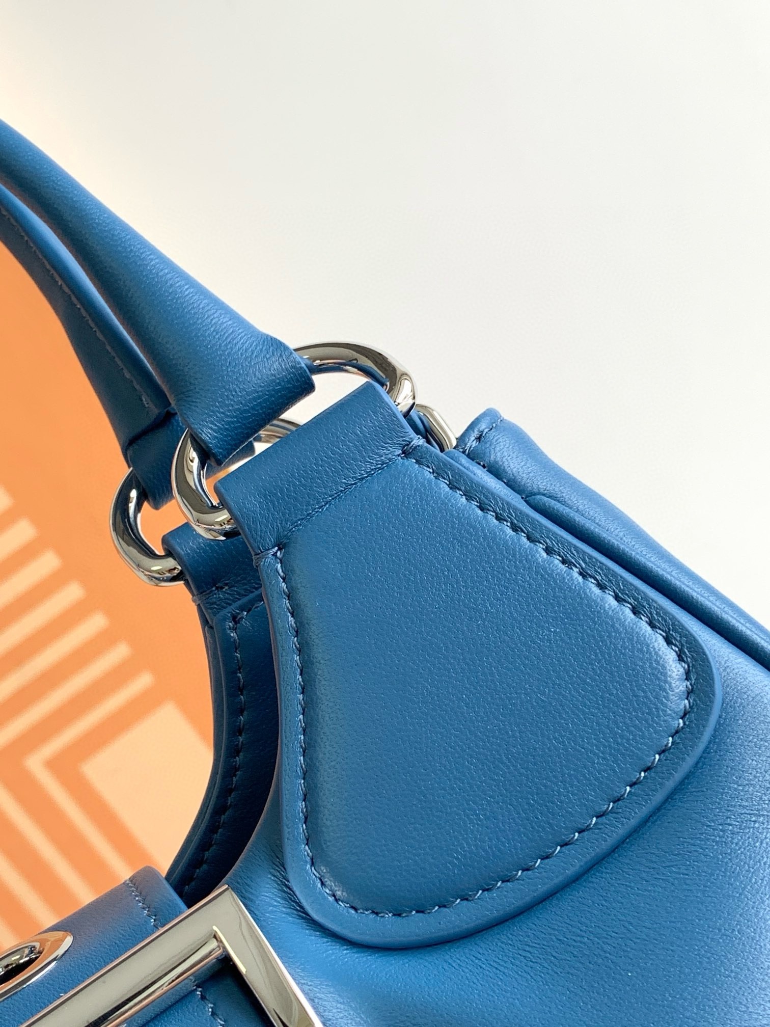 Pra*a moon bag in blue padded nappa leather