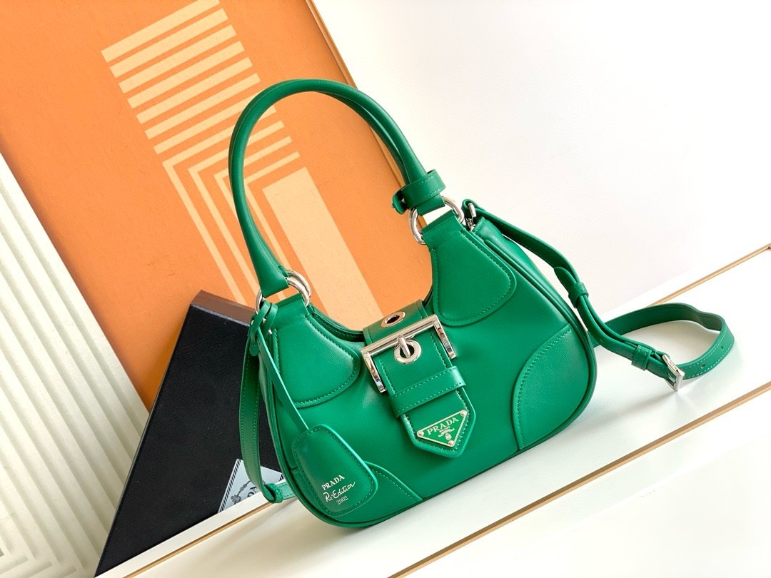 Pra*a moon bag in green padded nappa leather
