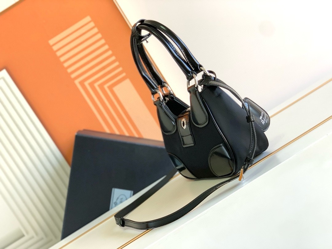 Pra*a moon bag in black padded nappa leather