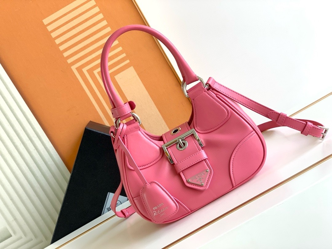 Pra*a moon bag in pink padded nappa leather