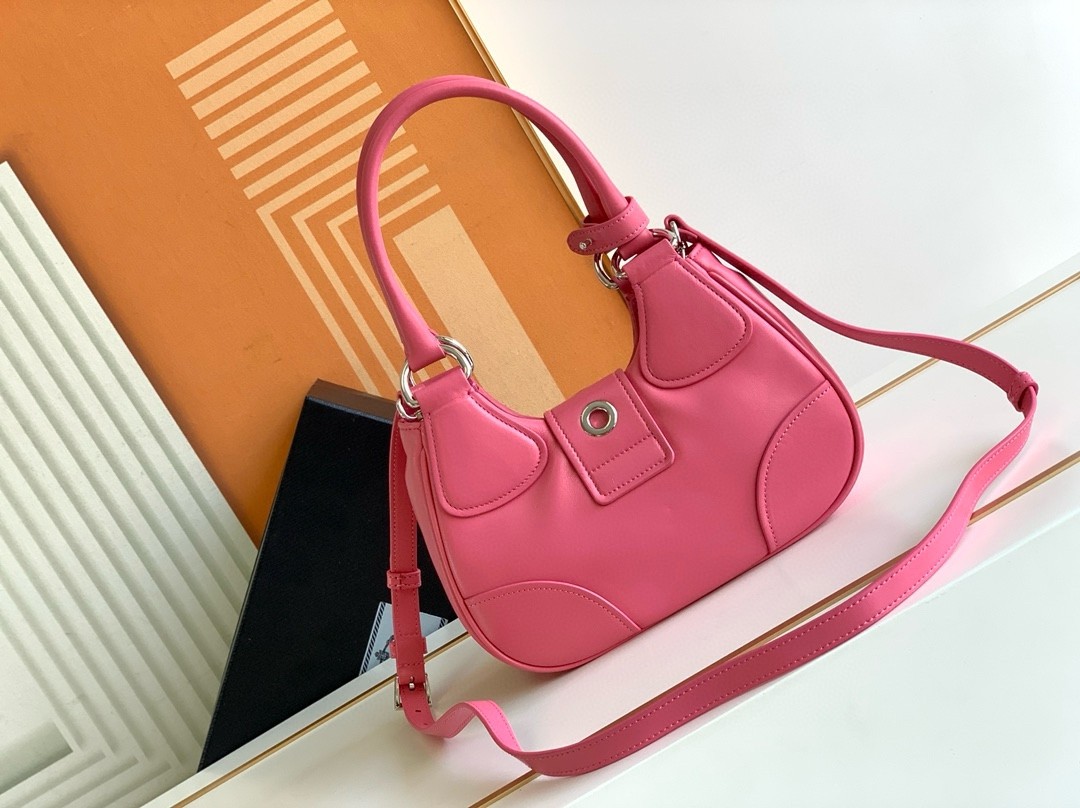 Pra*a moon bag in pink padded nappa leather