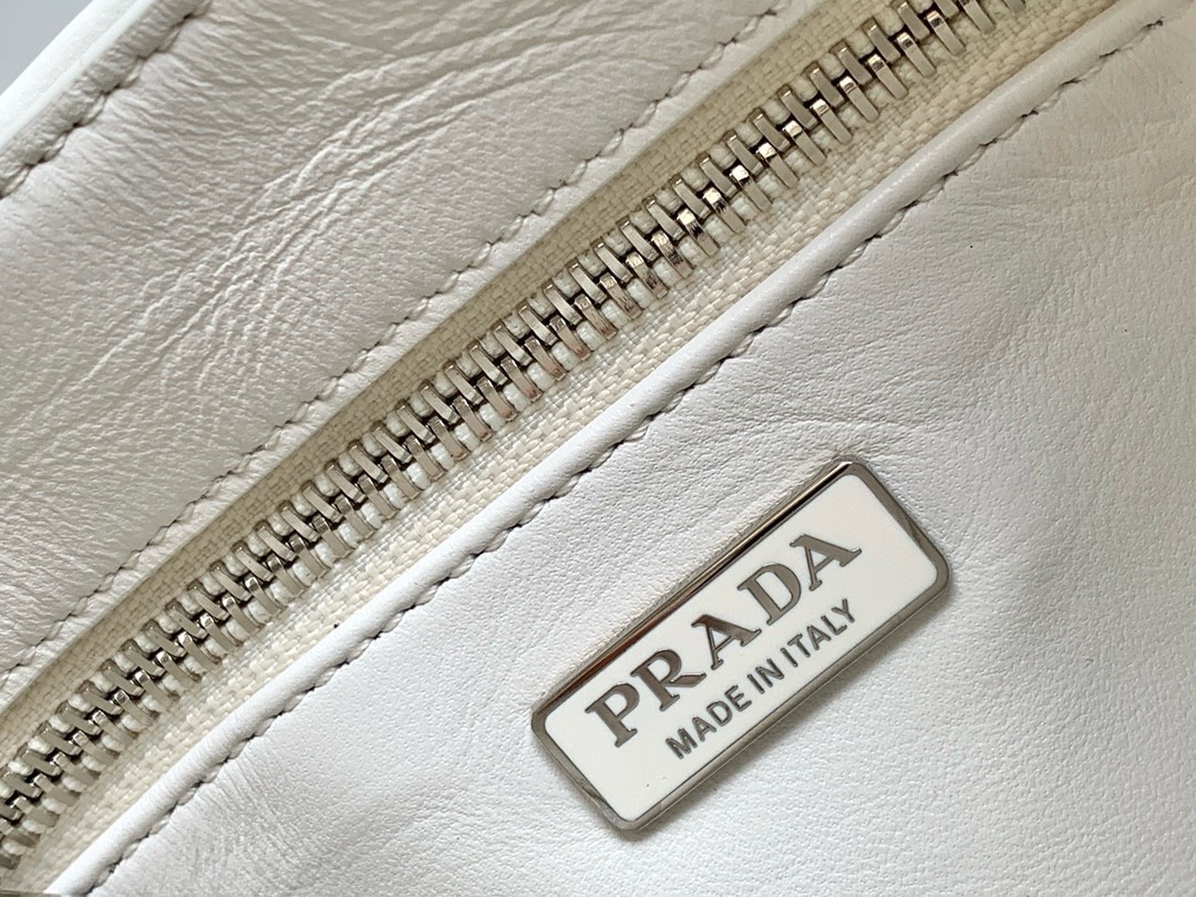 Pra*a moon bag in white padded nappa leather