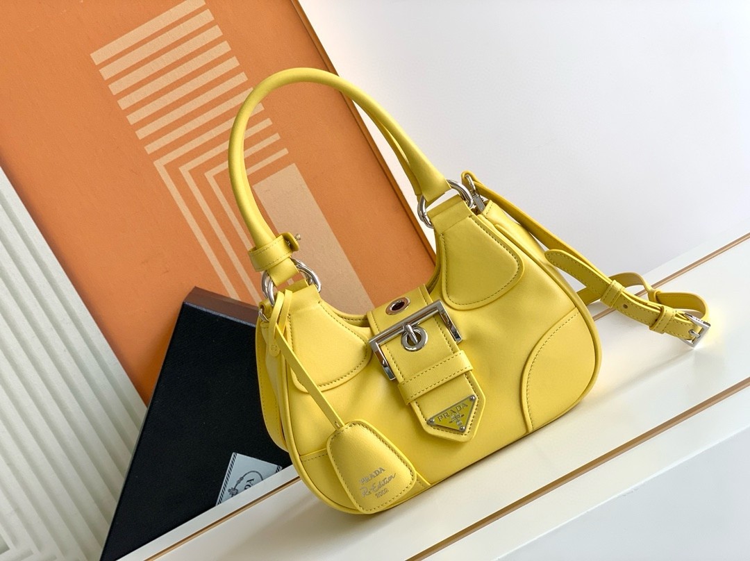 Pra*a moon bag in yellow padded nappa leather