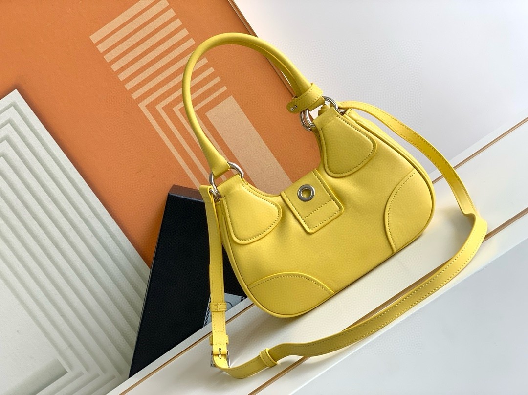 Pra*a moon bag in yellow padded nappa leather