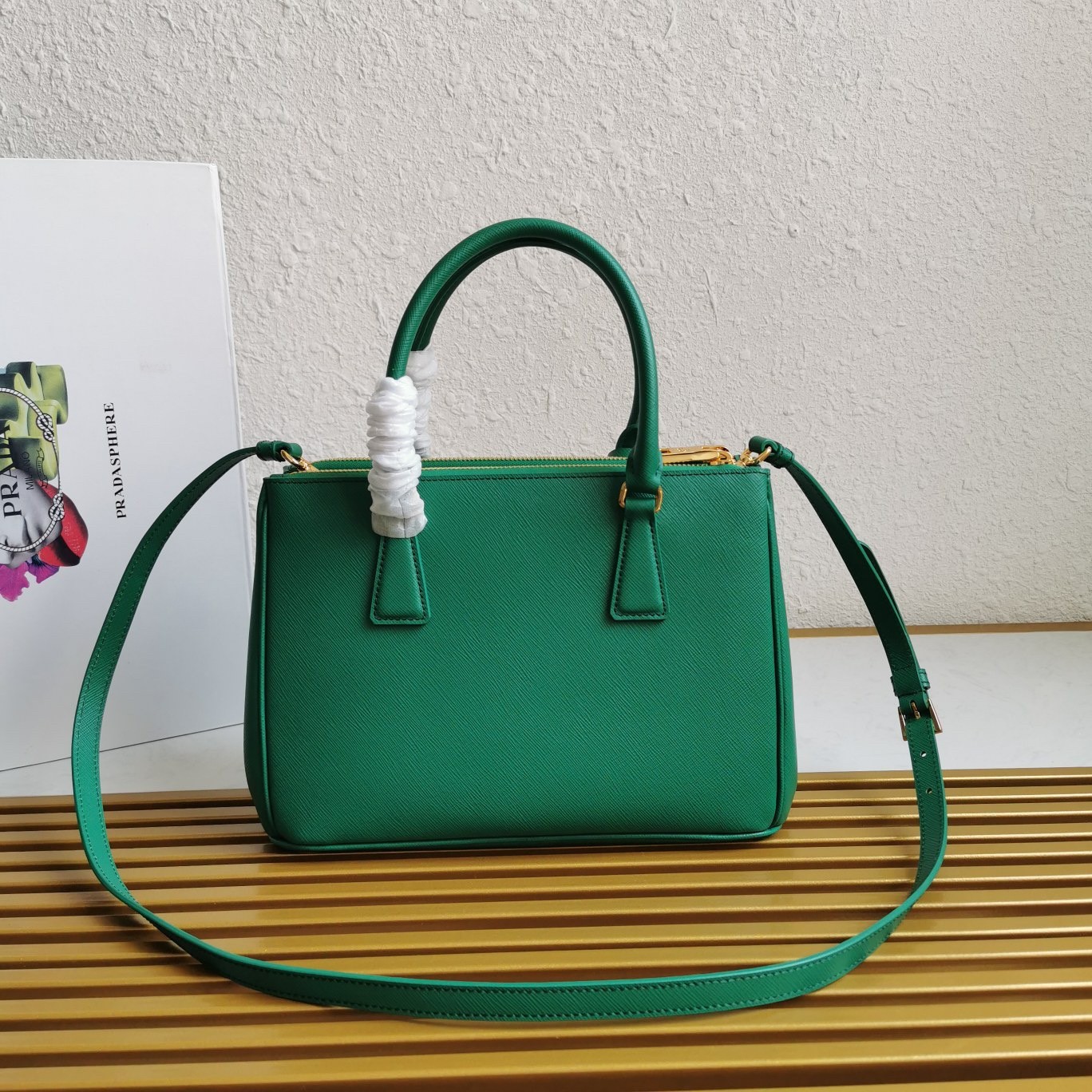 Pra*a small galleria bag in mango saffiano leather