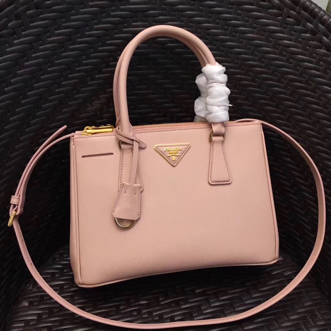 Pra*a small galleria bag in pink saffiano leather