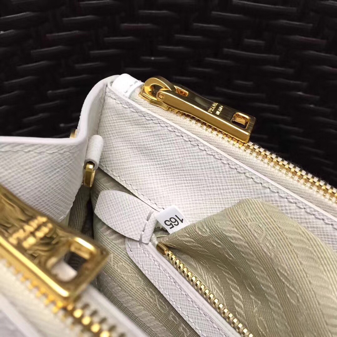 Pra*a small galleria bag in white saffiano leather