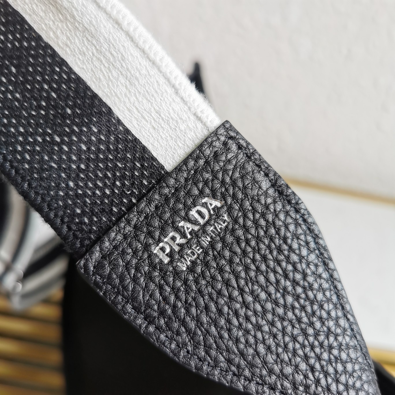 Pra*a hobo bag in black grained leather