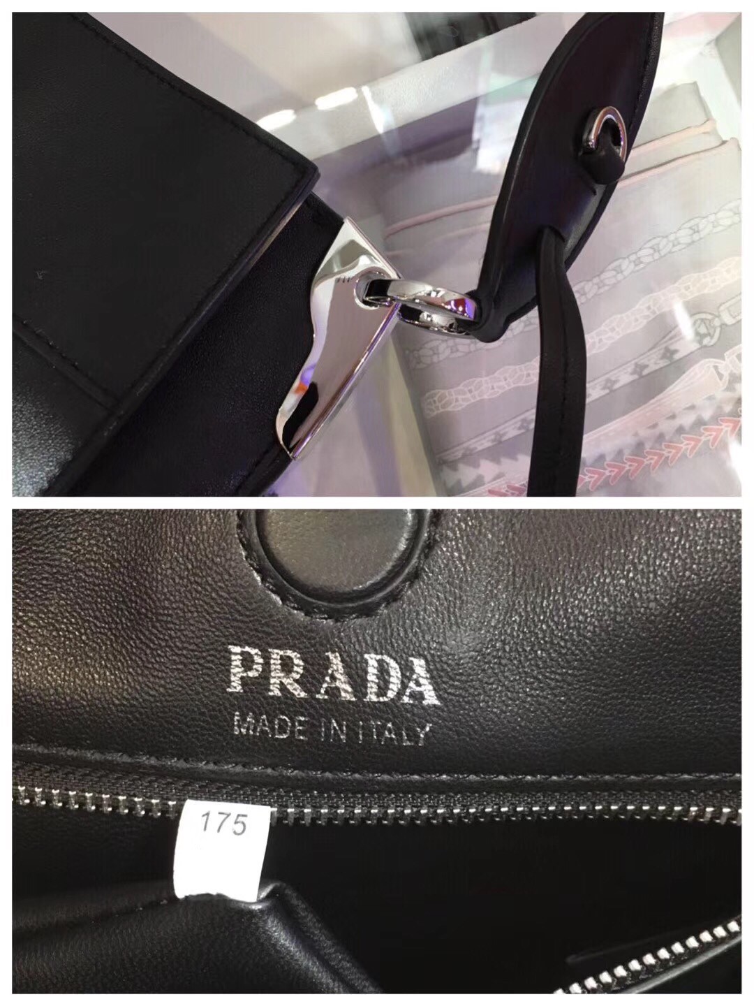 Pra*a margit shoulder bag in black calfskin