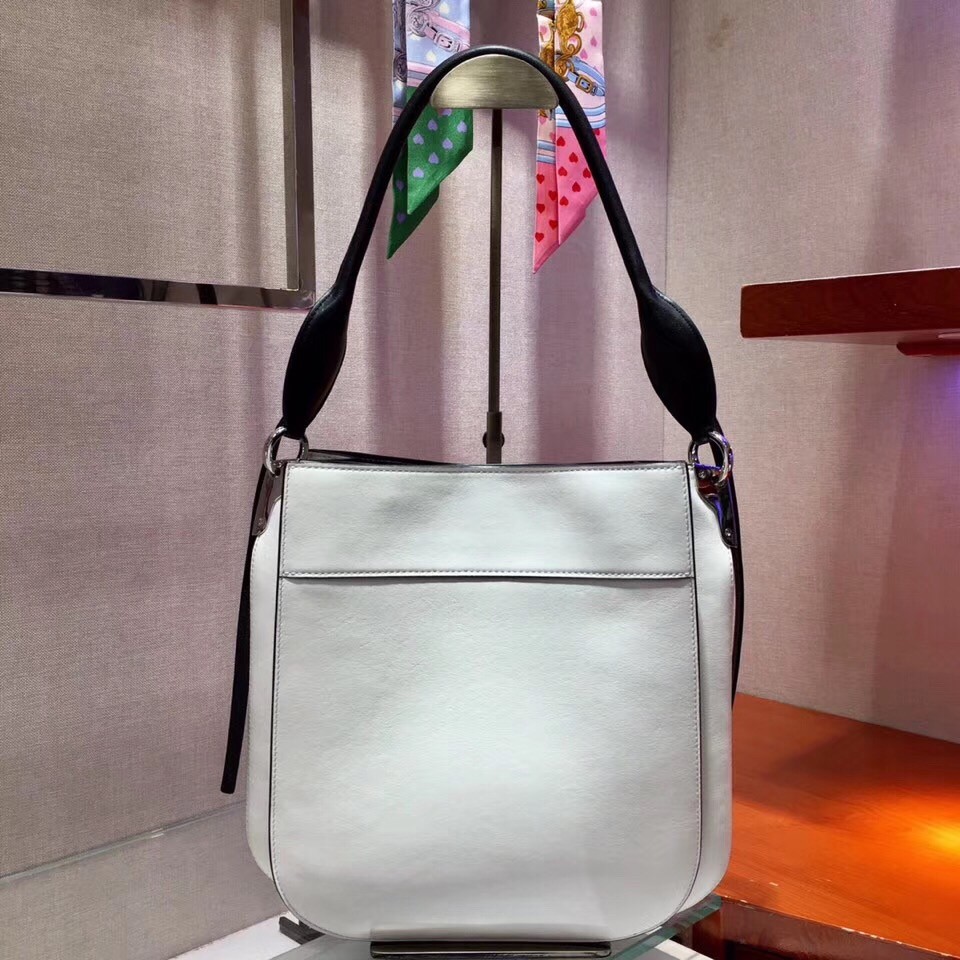 Pra*a margit shoulder bag in white calfskin