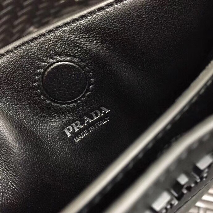 Pra*a small margit bag in black calfskin
