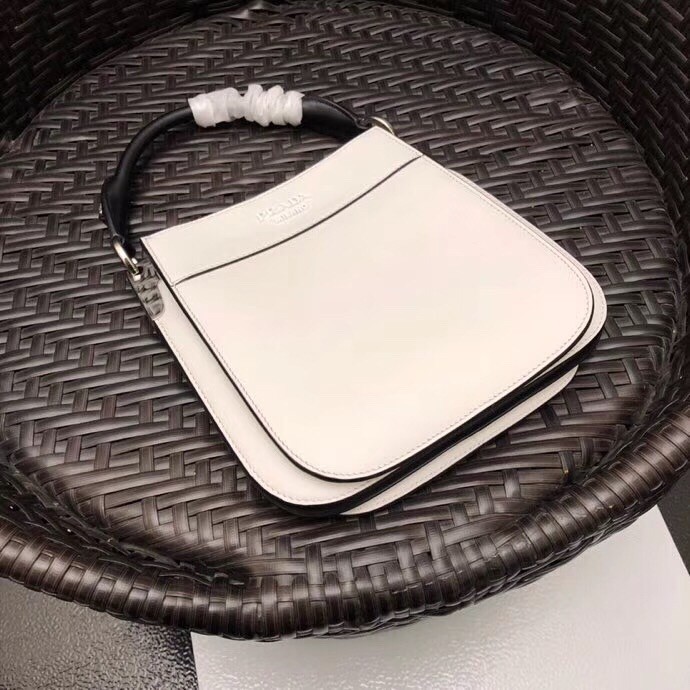 Pra*a small margit bag in white calfskin