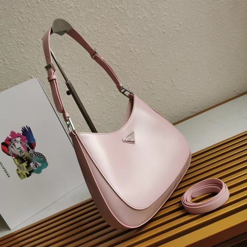 Pra*a cleo shoulder large bag in pink brushed leather