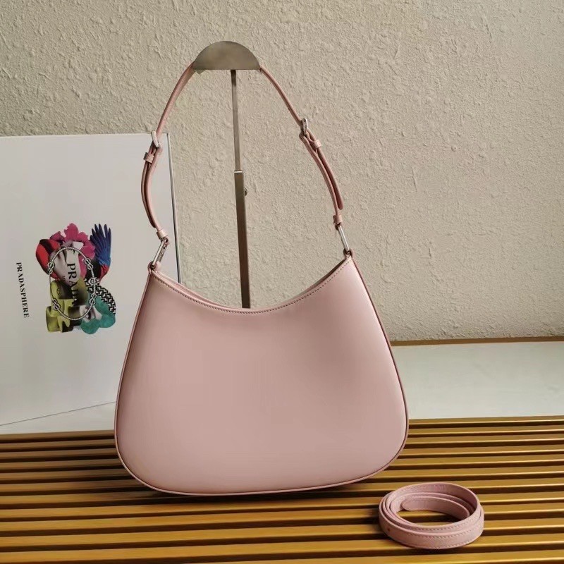 Pra*a cleo shoulder large bag in pink brushed leather