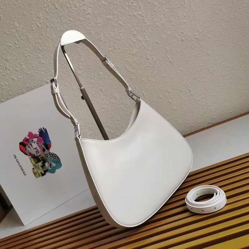Pra*a cleo large shoulder bag in white brushed leather