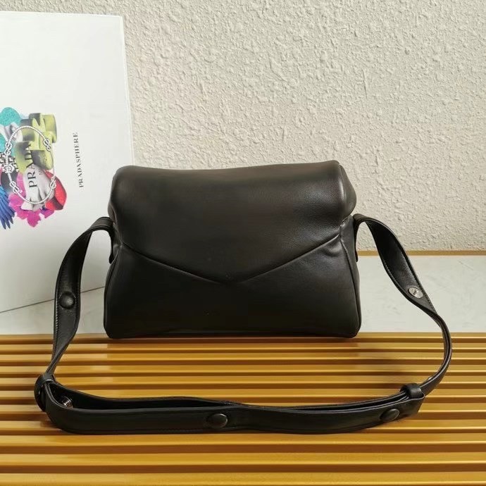 Pra*a signaux bag in black padded nappa leather