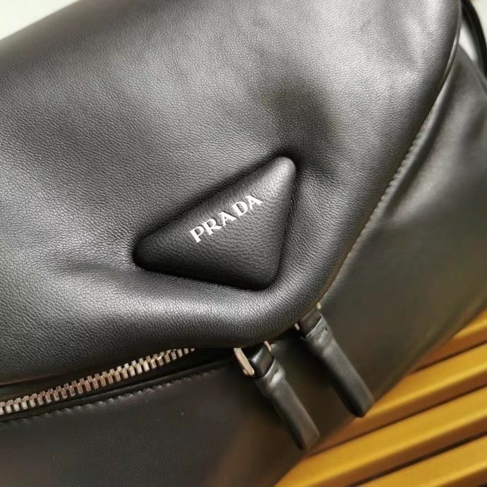 Pra*a signaux bag in black padded nappa leather