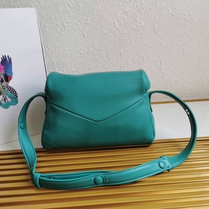 Pra*a signaux bag in peacock blue padded nappa leather