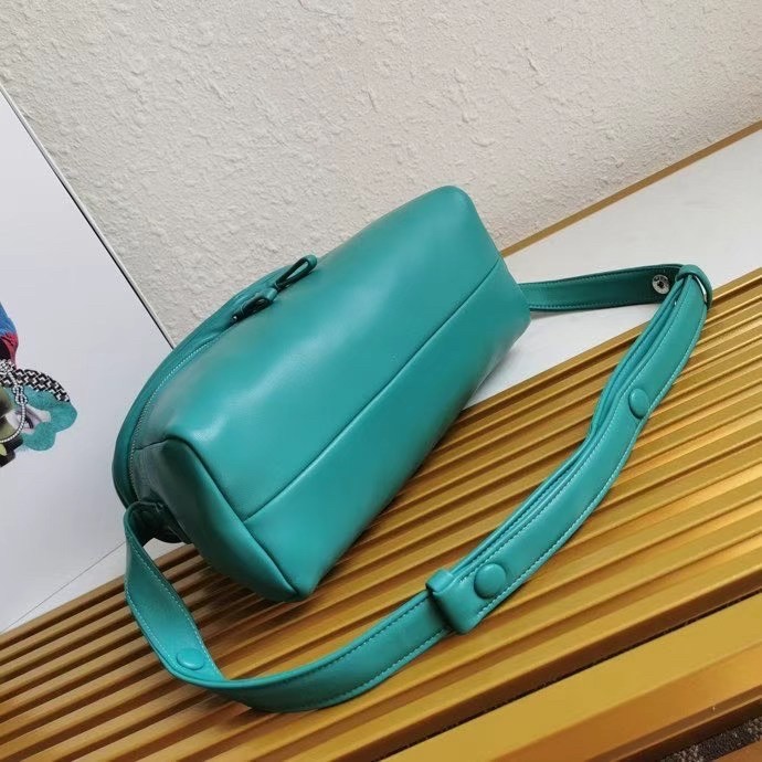 Pra*a signaux bag in peacock blue padded nappa leather