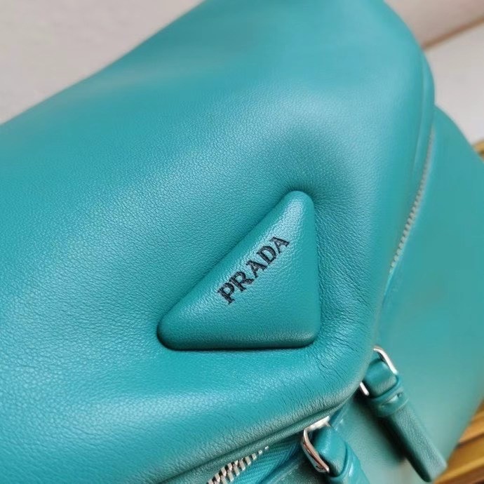 Pra*a signaux bag in peacock blue padded nappa leather