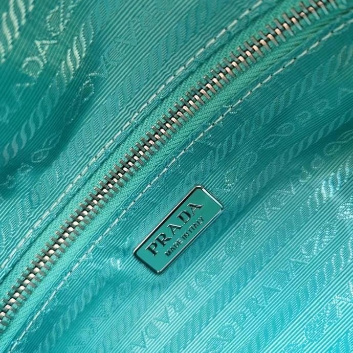 Pra*a signaux bag in peacock blue padded nappa leather