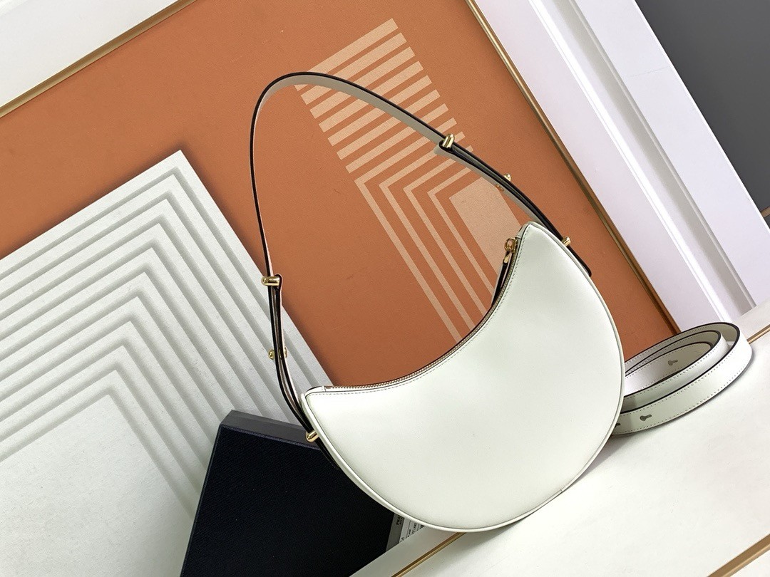 Pra*a arque shoulder bag in white leather