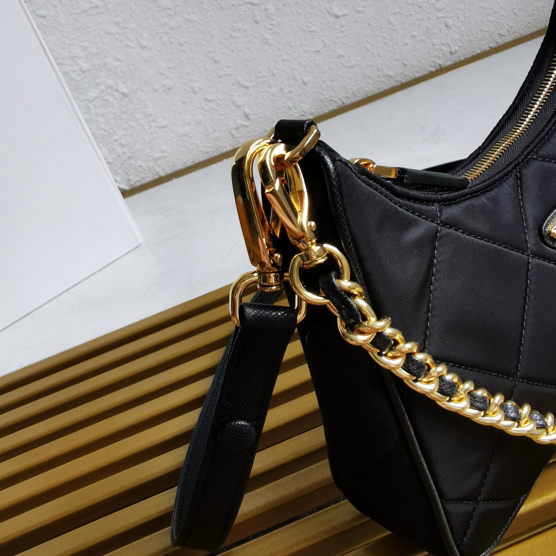 Pra*a re-edition 1995 chaine mini bag in black re-nylon