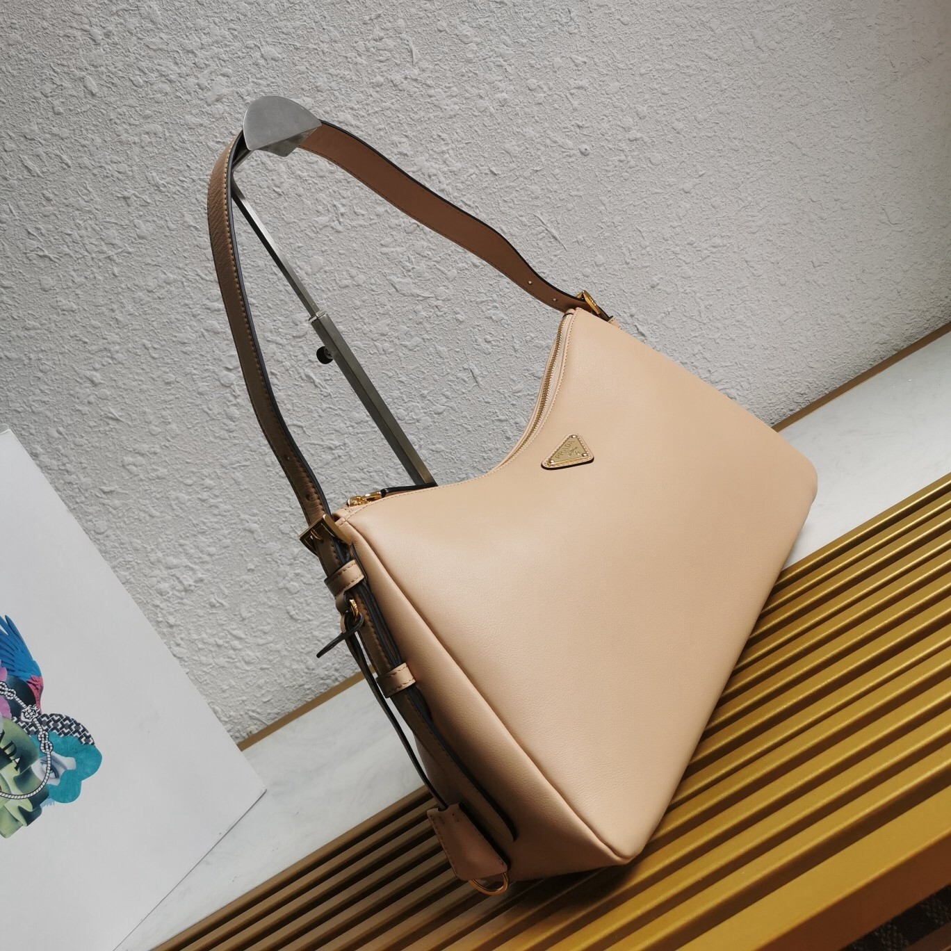 Pra*a aimee large shoulder bag in travertine leather