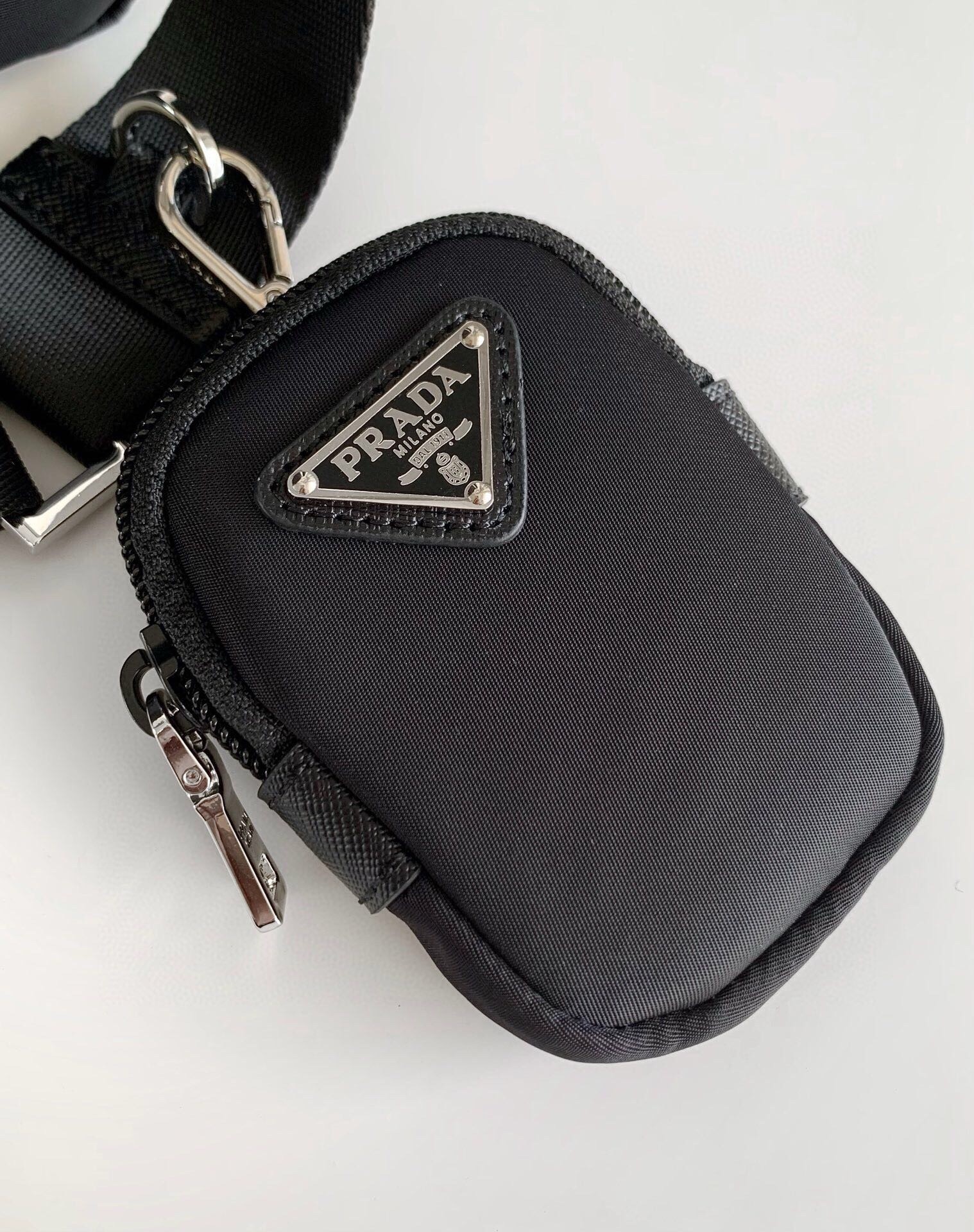 Pra*a crossbody bag in black re-nylon